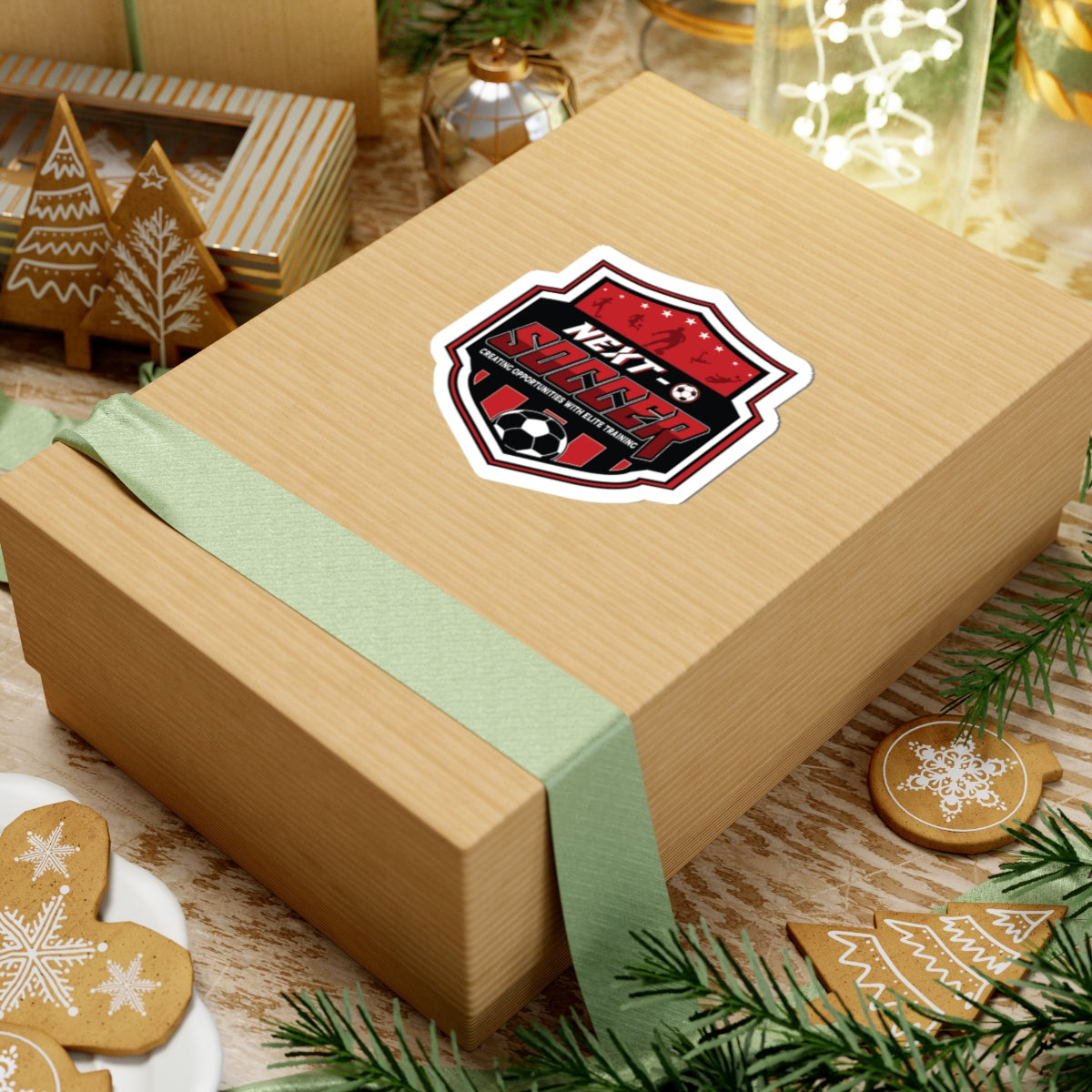 Next Soccer Shield Sticker — Red Soccer Club Logo Kiss-Cut Sticker