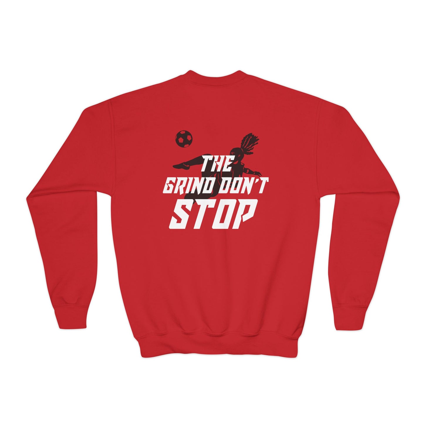 Youth Crewneck Sweatshirt - "The Grind Don't Stop" Soccer Team Pullover
