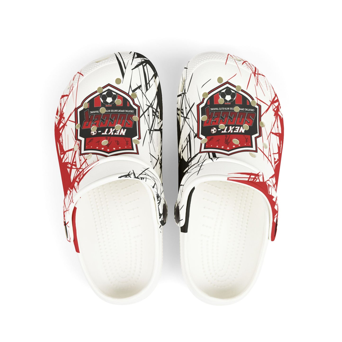 Foam Clogs — Kids' Red & White Graphic — EVA All-Over Print