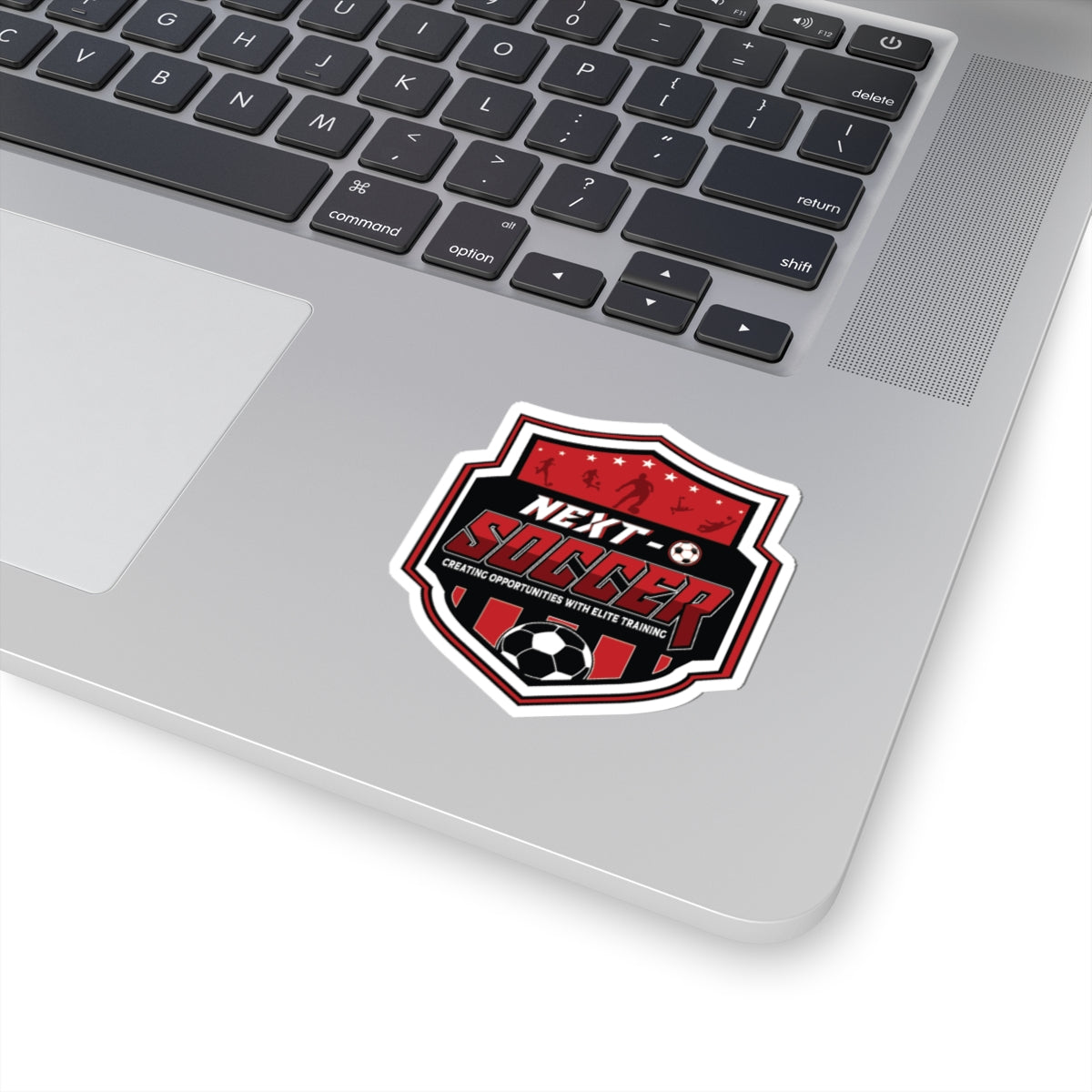 Next Soccer Shield Sticker — Red Soccer Club Logo Kiss-Cut Sticker