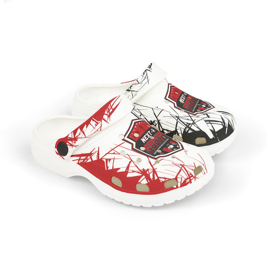 Foam Clogs — Kids' Red & White Graphic — EVA All-Over Print