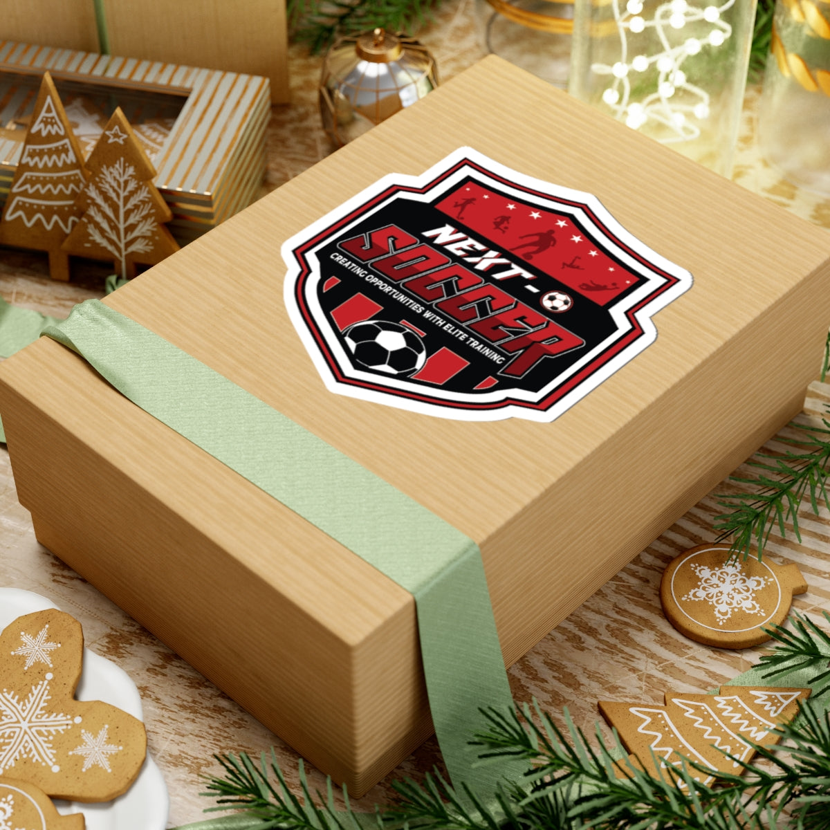 Next Soccer Shield Sticker — Red Soccer Club Logo Kiss-Cut Sticker